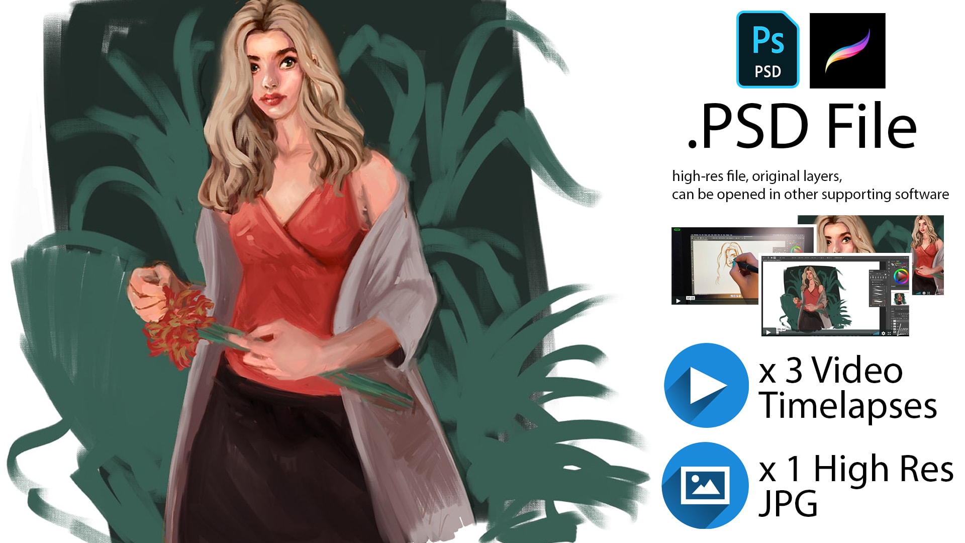 digital painting timelapse tutorial - support on Patreon for access